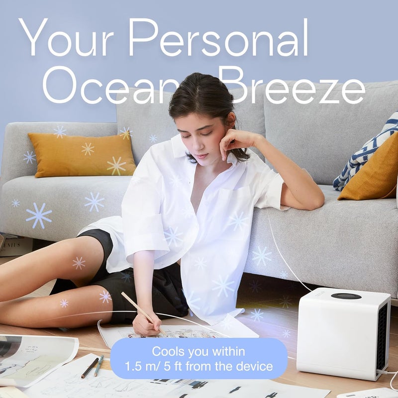 evapolar Cooling Fan for Desk and Car - Portable Evaporative Air Cooler for Camping - Small Ice Fan for Tent - Personal Air Conditioners Evalight, White - Image 2